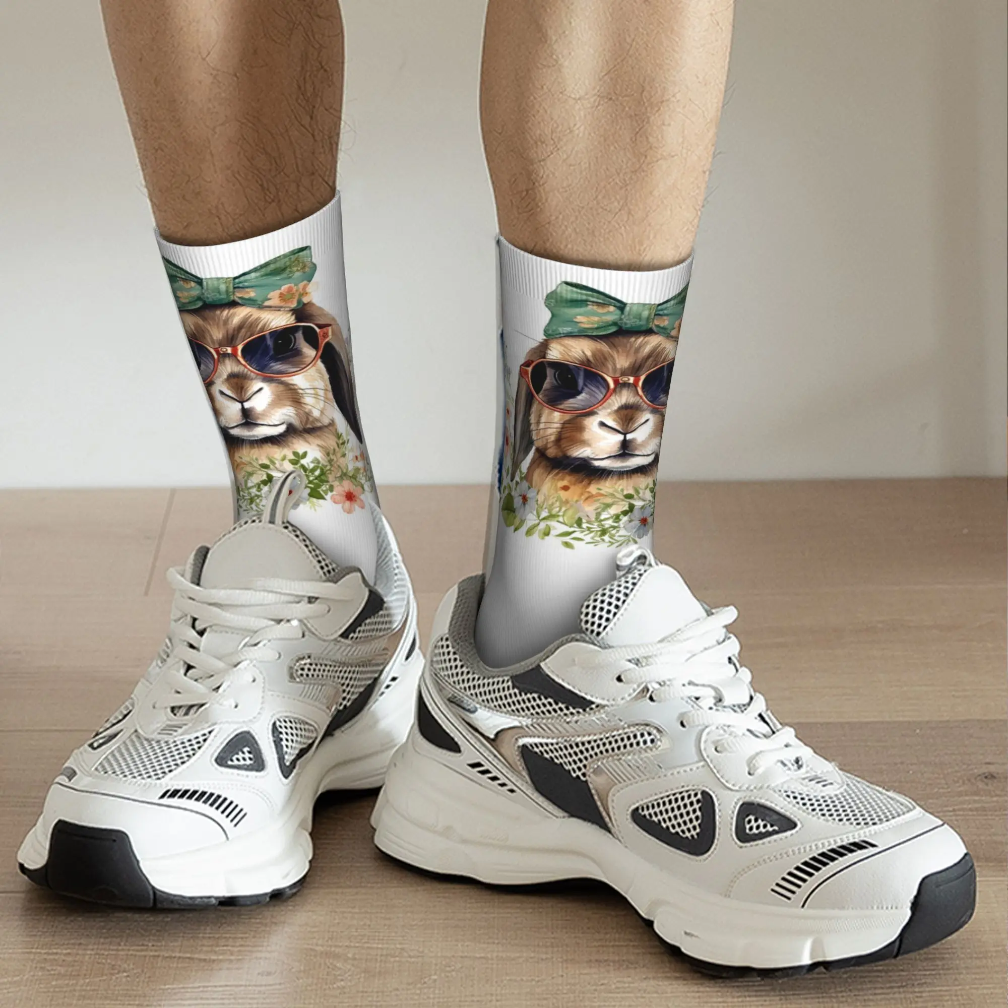 جميع المواسم أرنب عيد الفصح مع النظارات الشمسية تصميم مضحك الجوارب المتناثرة جوارب الرياضة الأوسط أنبوب الجوارب لينة هدايا عيد الميلاد