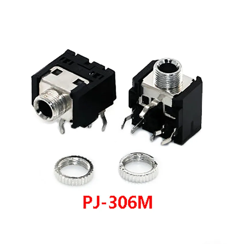 1-10Pcs PJ-306 PJ306 pj-306m 3.5mm Female 5 Pin Audio Connector With Nut DIP Stereo Headphone Jack