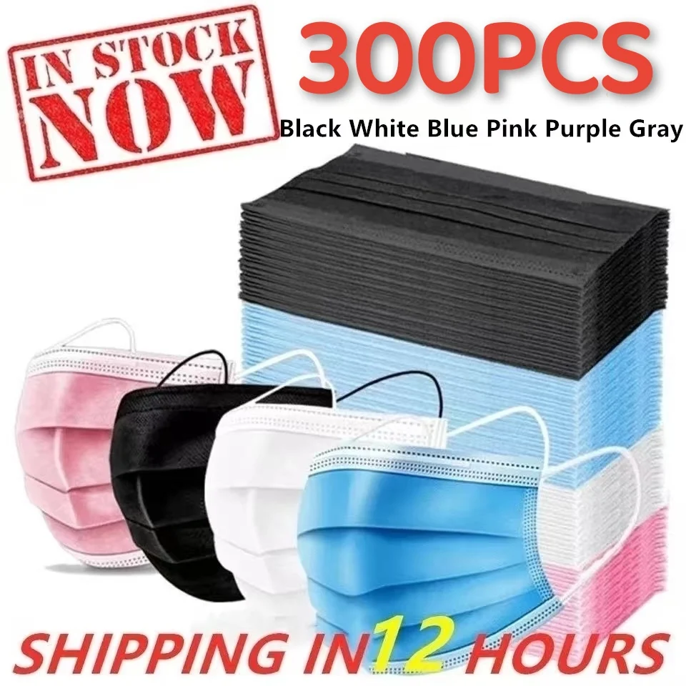 50-300pcs Disposable Mask Non-woven Face Masks 3 Layer Ply Filter Mask Anti Dust Breathable Earloops Adult Mouth Mask IN STOCK