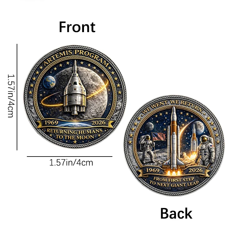5pcs 1969-2026 Artemis Program Moon Landing Commemorative Coins Space Exploration Challenge Coin Gifts for Collection