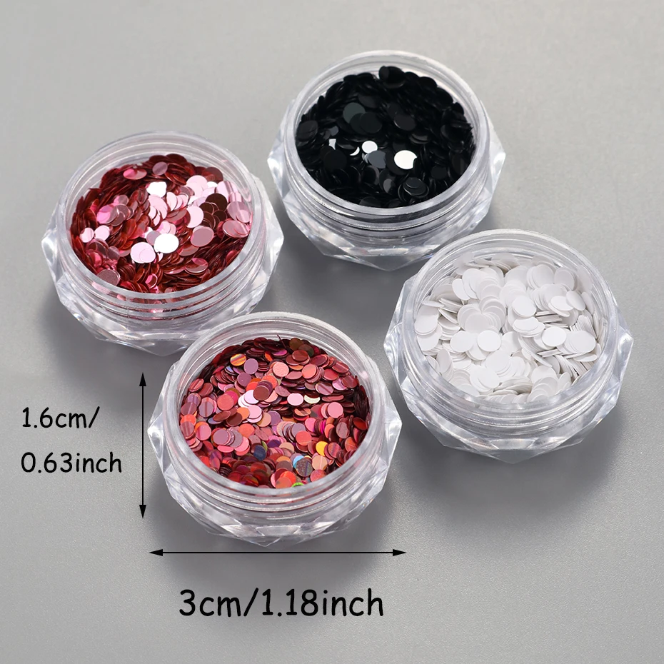 4 cores preto branco bolinhas arte do prego lantejoulas doce rosa circular encantos para unhas brilhantes lantejoulas diy manicure decoração