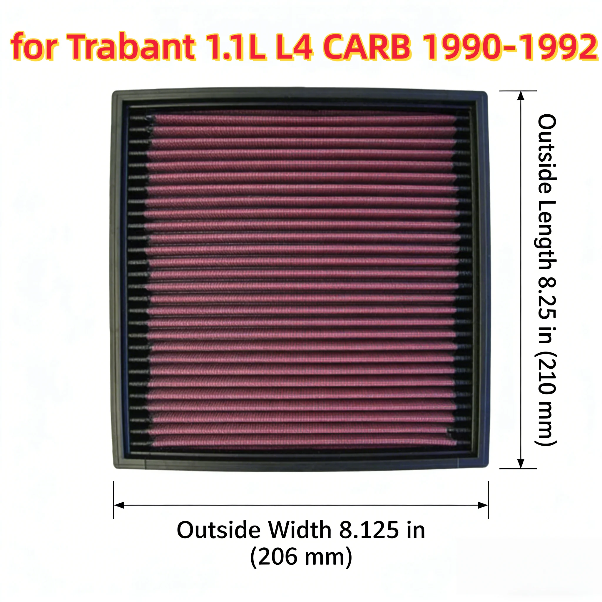 

Высокопроизводительный моющийся воздушный фильтр для Trabant 1.1L L4 CARB 1990-1992, замена, повышение мощности двигателя, 33-2003