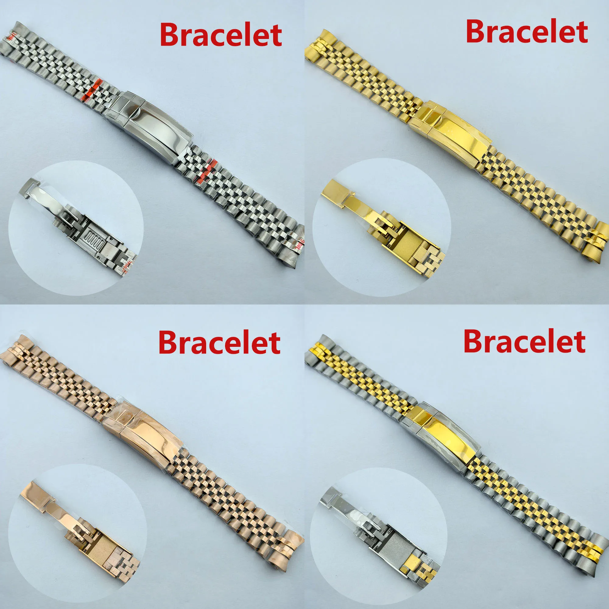 Stainless Steel Watchbands Bracelet 20mm for Presidential Bracelet Women Men Silver Solid Metal Watch Strap Accessorie