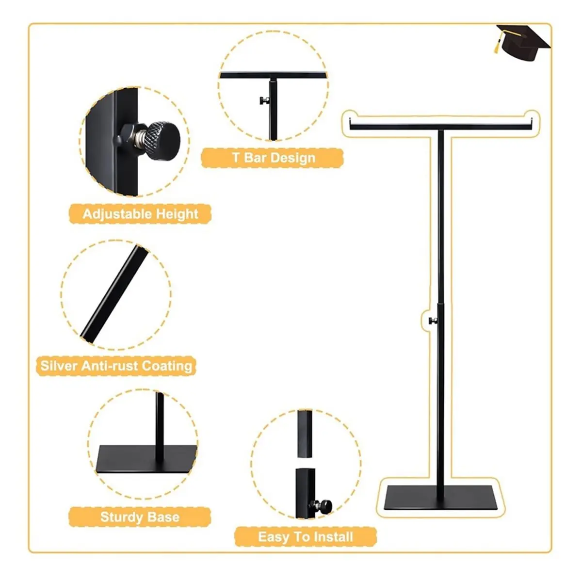【TODAY-BUY】~@ Graduation Medal Display Stand Adjustable T Bar Display Stand Medal Hanger Rack Award Holder