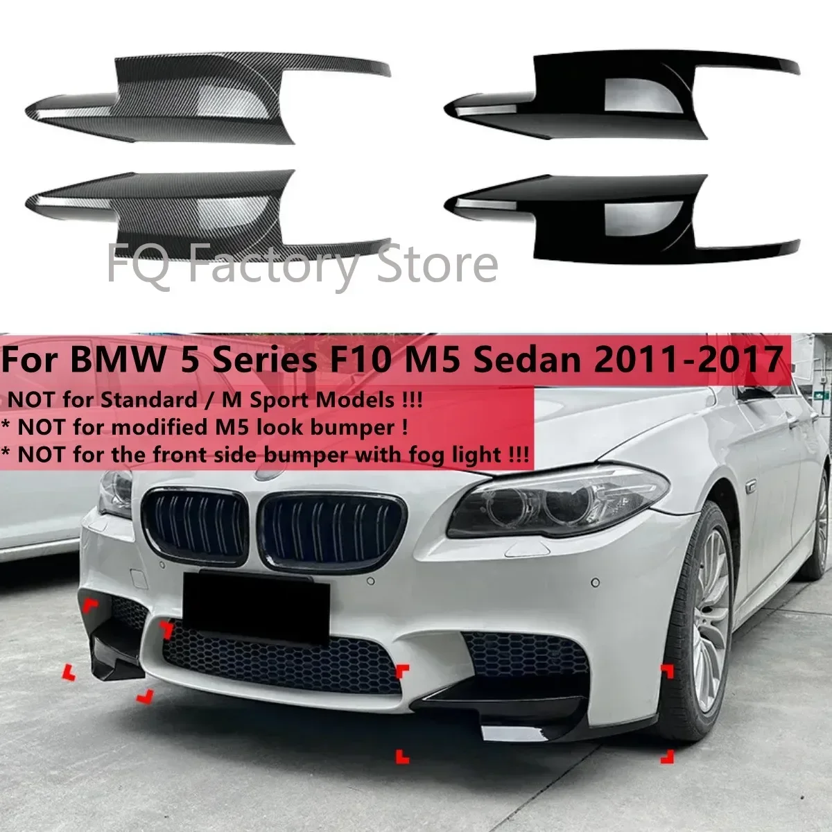 

Pair Lower Protector Splitter For BMW 5 Series F10 M5 Sedan Only 2011-2017 Front Bumper Side Spoiler Cover Flaps Cupwings Aprons