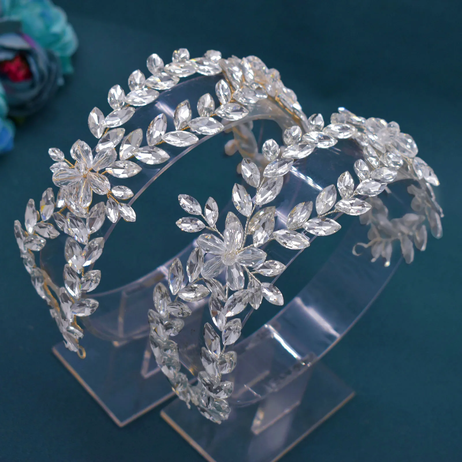 DZ002 Fashion Bridal Headpiece Woman Headdress Shiny Rhinestone Headband Pageant Hair Ornament Bride Wedding Hair Accessories