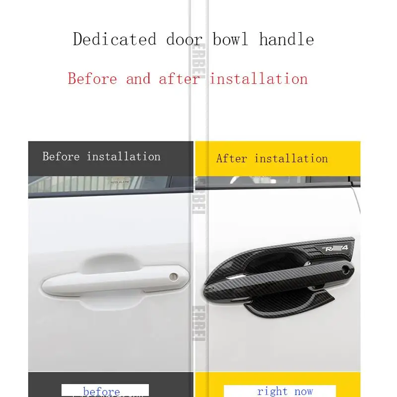 for Toyota Rav4 2019 2020 ABS carbon fiber silver plated side door handle cover decoration scratch-resistant modification