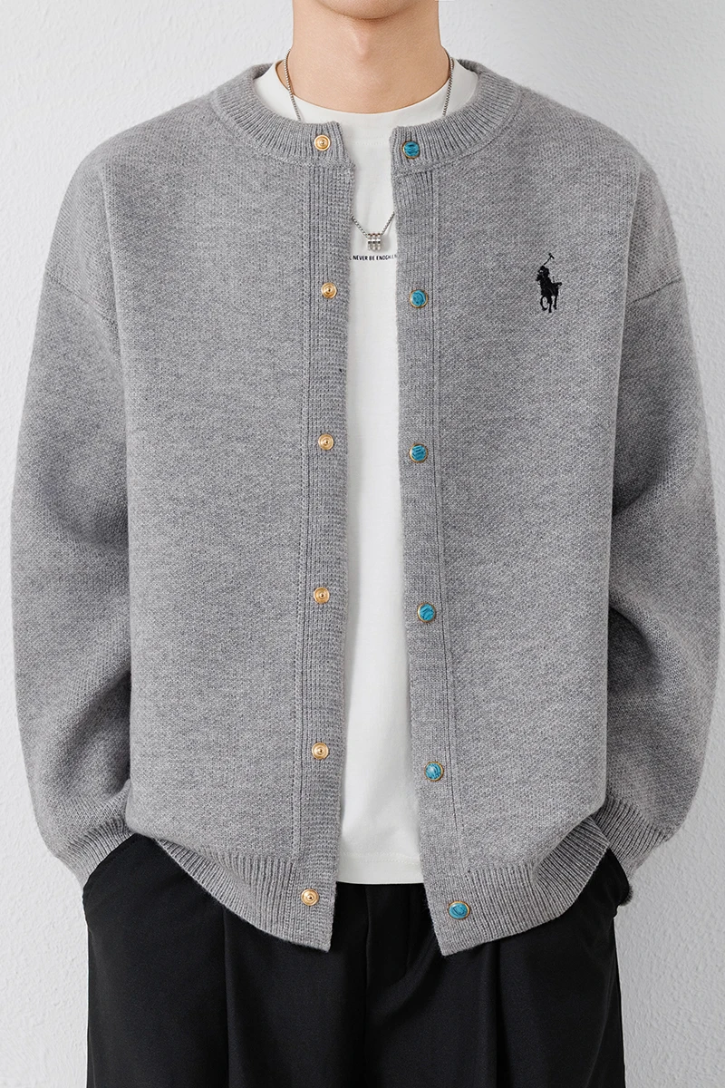 Autumn and Winter Men's Knitted Cardigan Jacket Fashionable Classic Versatile and Warm Sweater Jacket