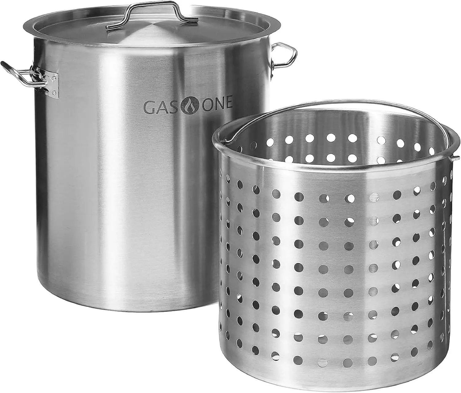 

36qt Stainless Steel Stockpot with Basket, Lid & Reinforced Bottom – Heavy-Duty for Deep Frying, Brewing, Soups