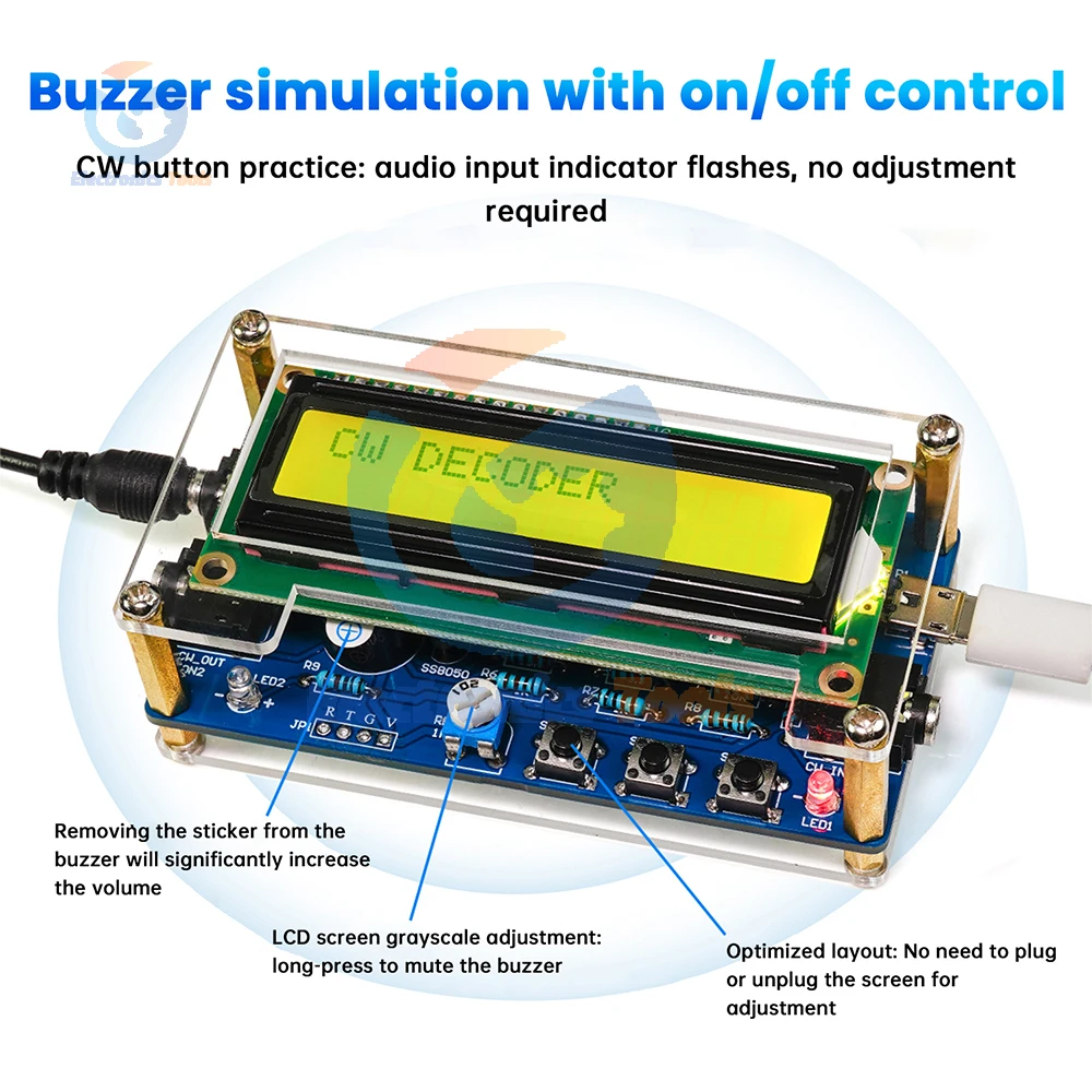 CW Morse Code Decoder DIY Kit Adjustable Speed And Audio Decoding Welding Practice DIY Electronic Manufacturing Kit DC 5V