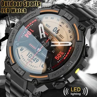 Reloj inteligente militar resistente al aire libre para hombres, GPS, deportes, Fitness, resistente al agua, llamada Bluetooth con luces LED, reloj inteligente