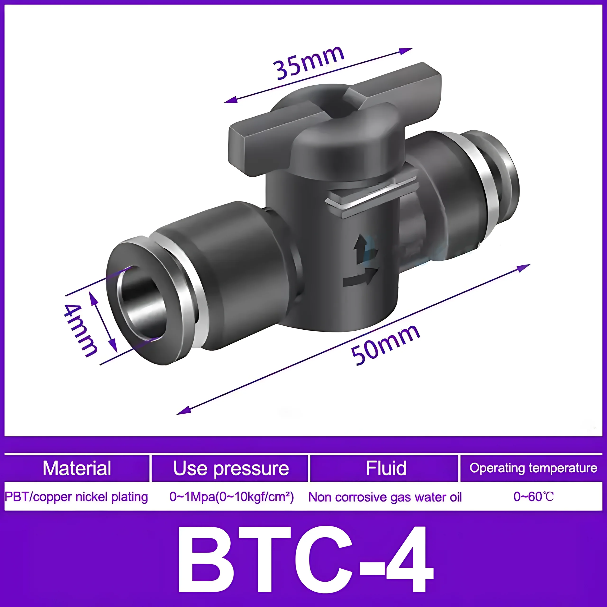 6mm 8mm Pneumatic Push In Quick Joint Connector Hand Valve Manual Ball Valve Current Limiting Switch