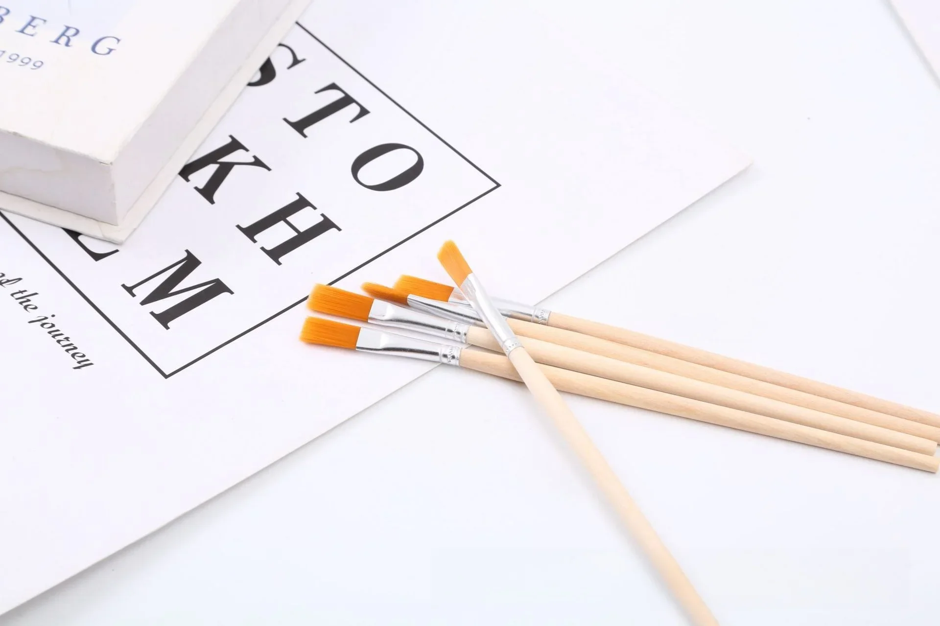 10 Stück/30 Stück/50 Stück/100 Stück Flachpinsel mit Nylonborsten, Stift mit Spitze, Zeichenstift – Detail 6