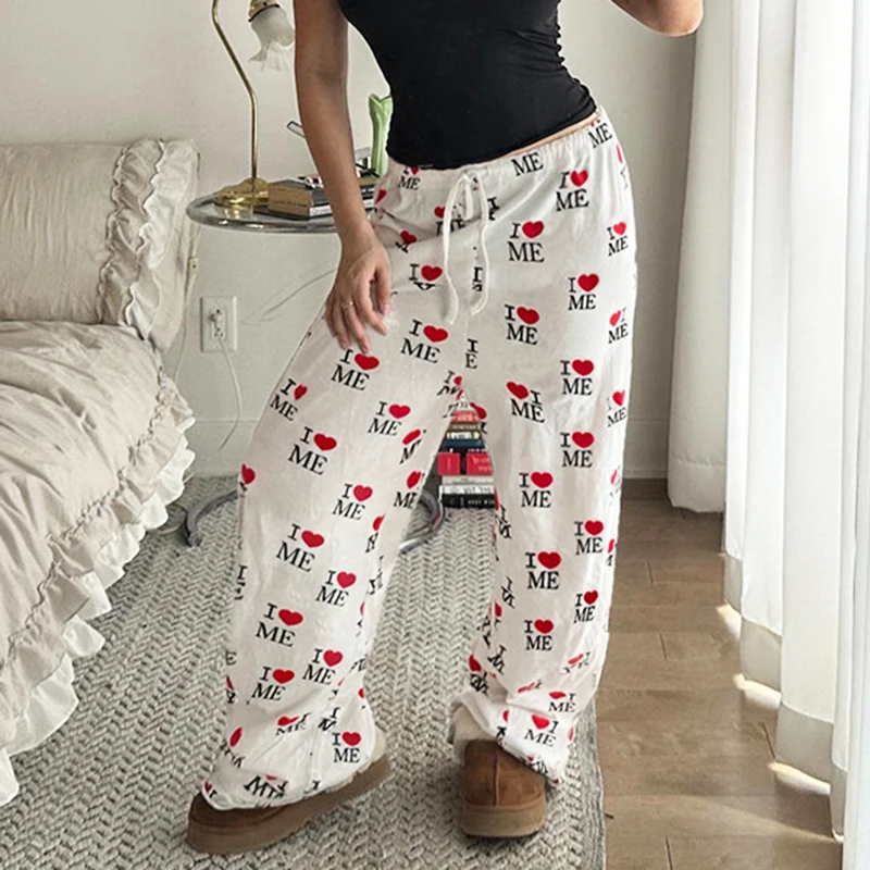 Dames losse comfortabele huisstijl bedrukte letterbroek herfst casual nieuwe mode damesbroek