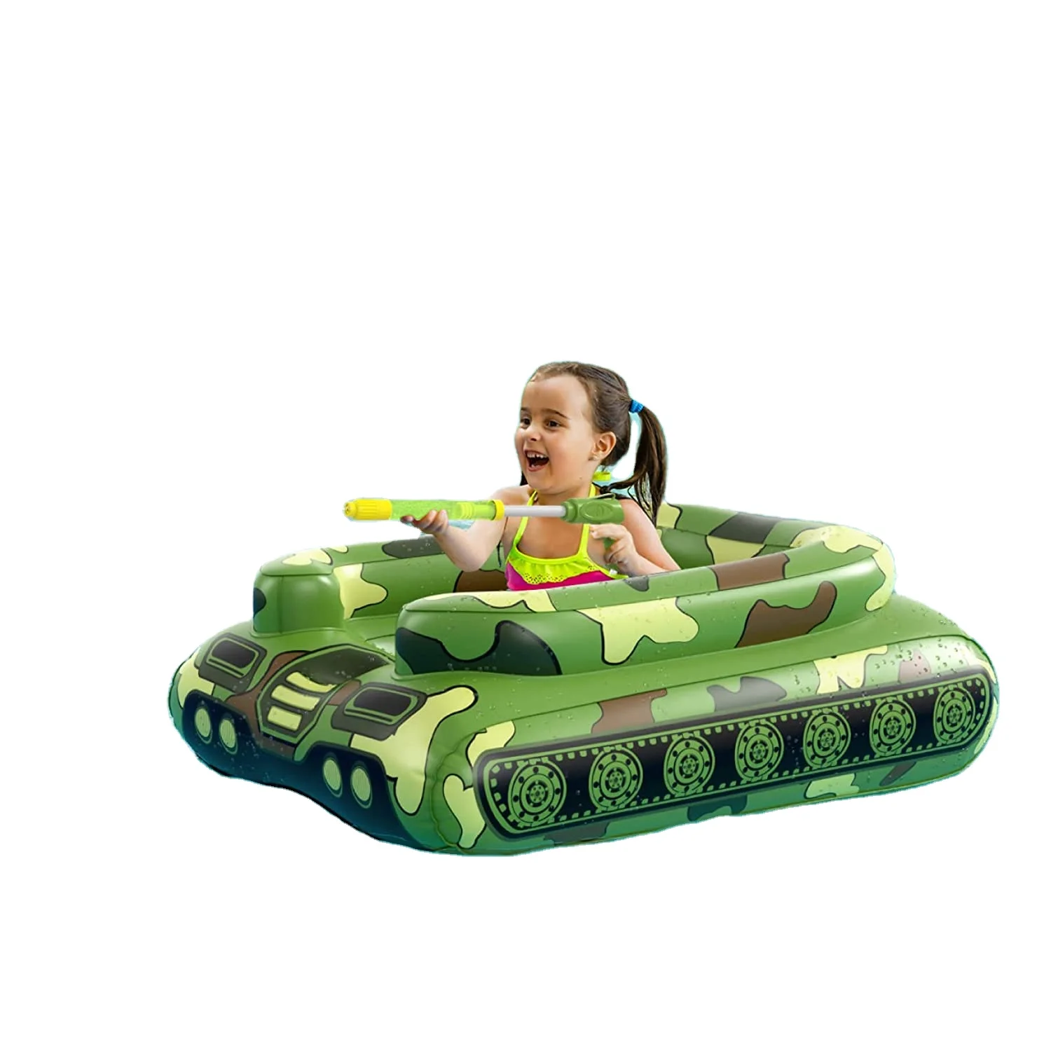

Inflatable Floating Swimming Pool Toy With Water Mist TOY Tank Featuring Drain Gun for Fun Fighting Game