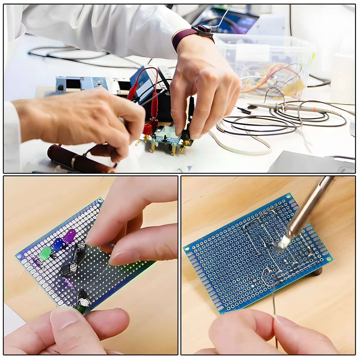 Imagem -06 - Single Sided Protótipo Pcb Kit Circuito Impresso Breadboard Universal Faça Você Mesmo Verde 15x20cm Pcs