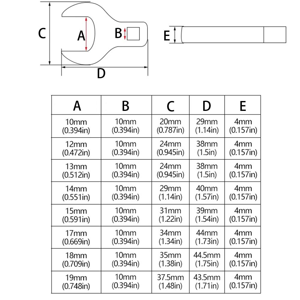 8 pezzi 3/8 pollici chiave piede di porco da 10 a 19mm piede metrico chiave aperta coppia metrica chiavi regolabili riparazione smontaggio