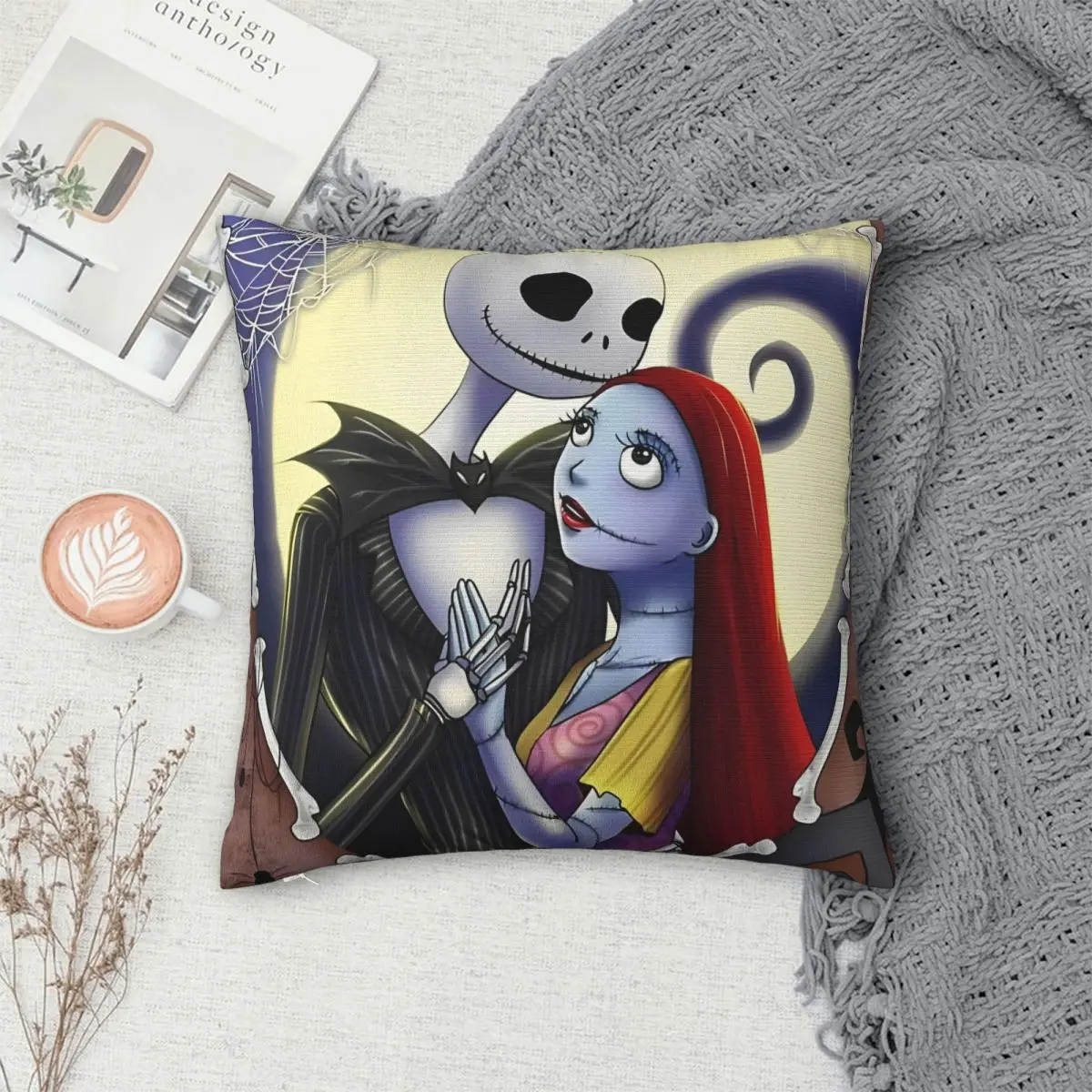 سالي وجاك أكياسها كابوس قبل عيد الميلاد وسادة تغطي الأزياء وسادة للديكور للمنزل 45x45cm