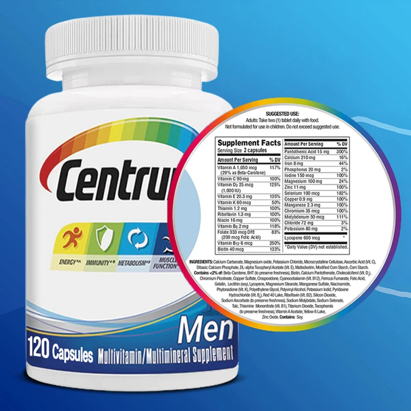 Multivitamin for Men, Multivitamin/Multimineral Supplement with Vitamin D3, B Vitamins and Antioxidants, Gluten Free, Non-GMO