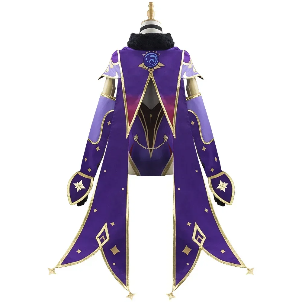 Juego de Anime Genshin Impact Mona Cosplay Kostum disfraz de fiesta de Carnaval de Halloween para mujer peluca uniforme de Cosplay vestido Sexy