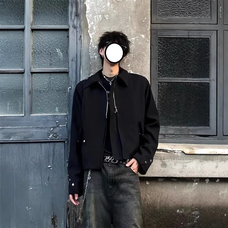 

2025 Autumn Men's New Jacket Retro Street Style Cool Collared Design Loose Versatile Fashion Jacket Coat Outerwear