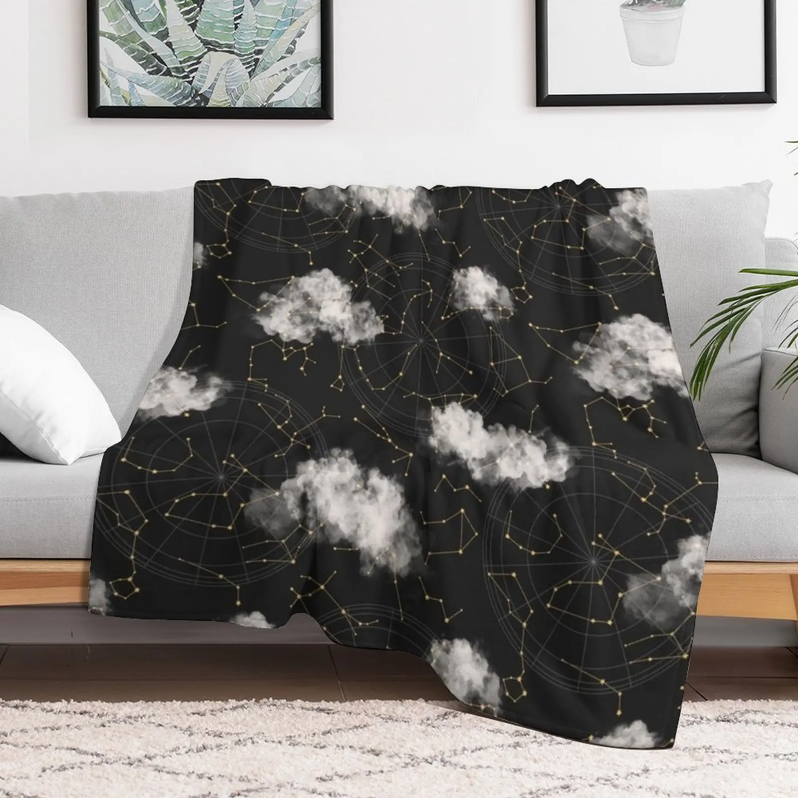 Astrology Black Gold constellation Pattern Gift Premium Art Apparel Essential Motivation Inspiration Joy Mood Funn Throw Blanket