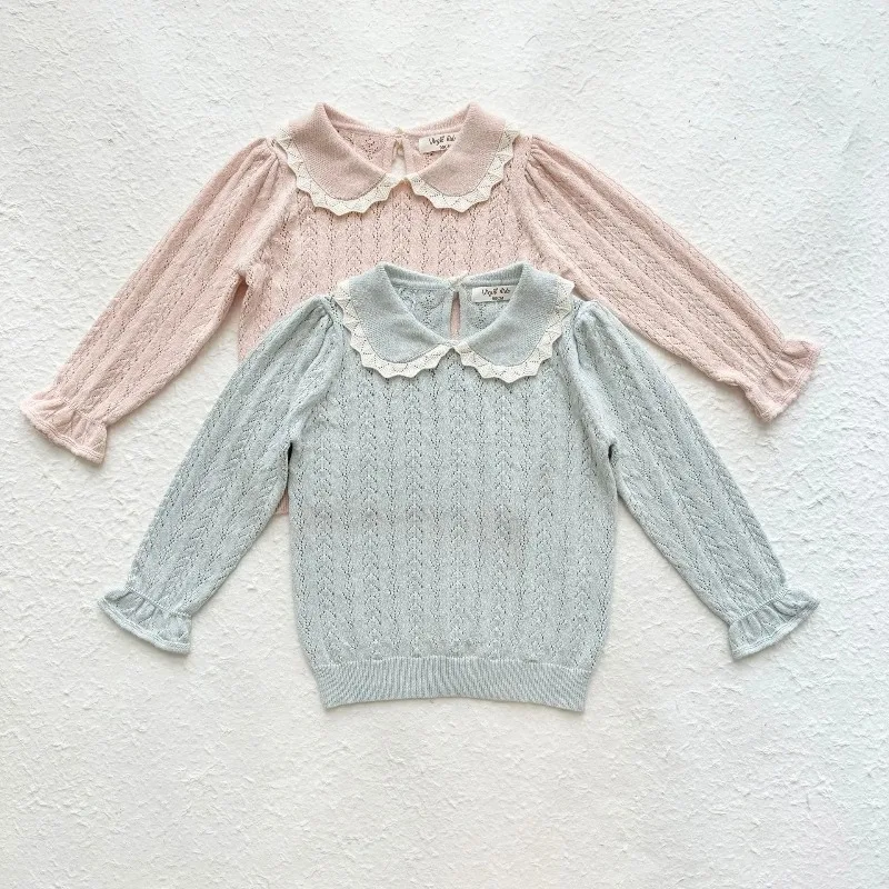 

2025 New Autumn Baby Girls Knitted Pullovers Tops Long Sleeve Hollow Out Korean Style Children Sweaters