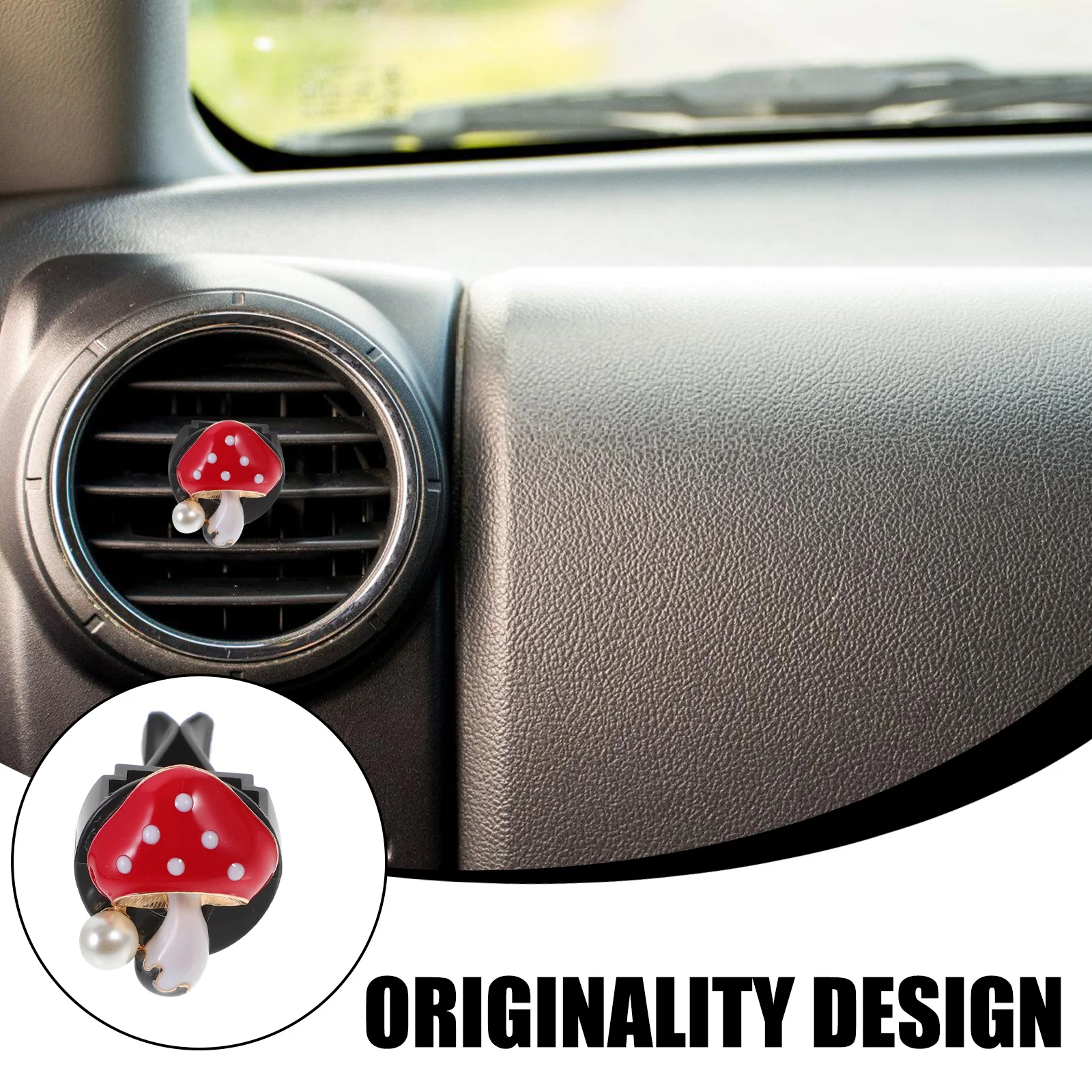 

4Pcs Car Air Freshener Clip Mushroom Shaped Zinc Alloy Cute Aroma Diffuser Vent Outlet Clips for Women Interior Decor