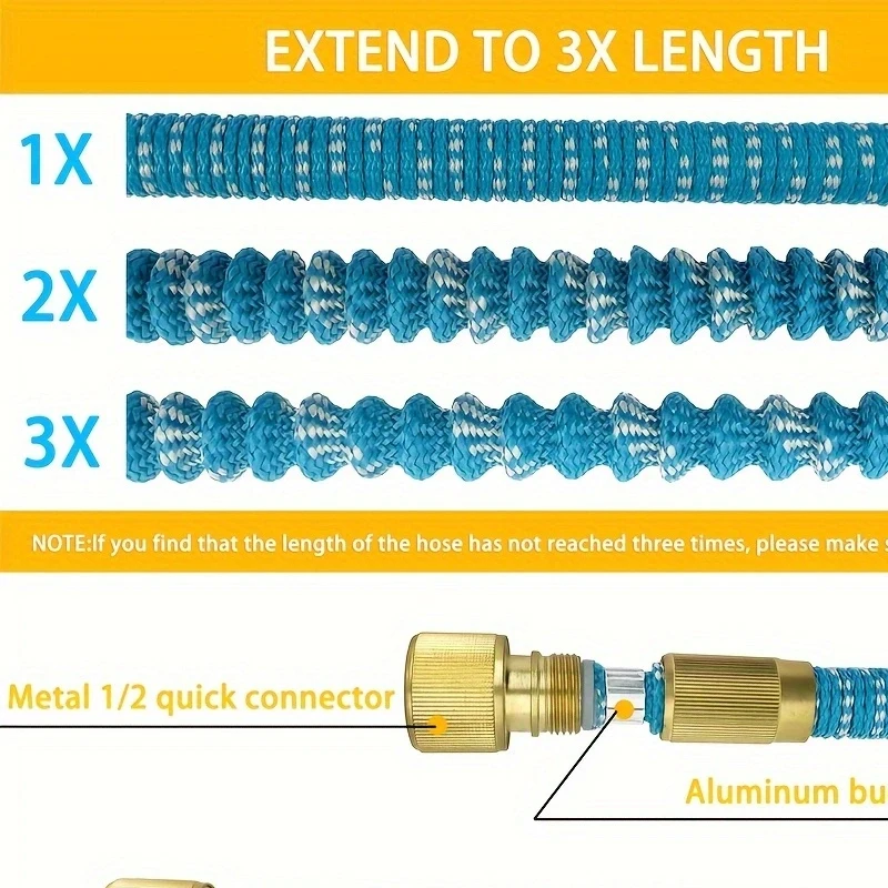 25FT-100FT خرطوم سقي الحديقة القابل للتوسيع غسيل السيارات بالضغط العالي مدفع المياه متعدد الوظائف ، أداة الري والتنظيف في الحديقة #2