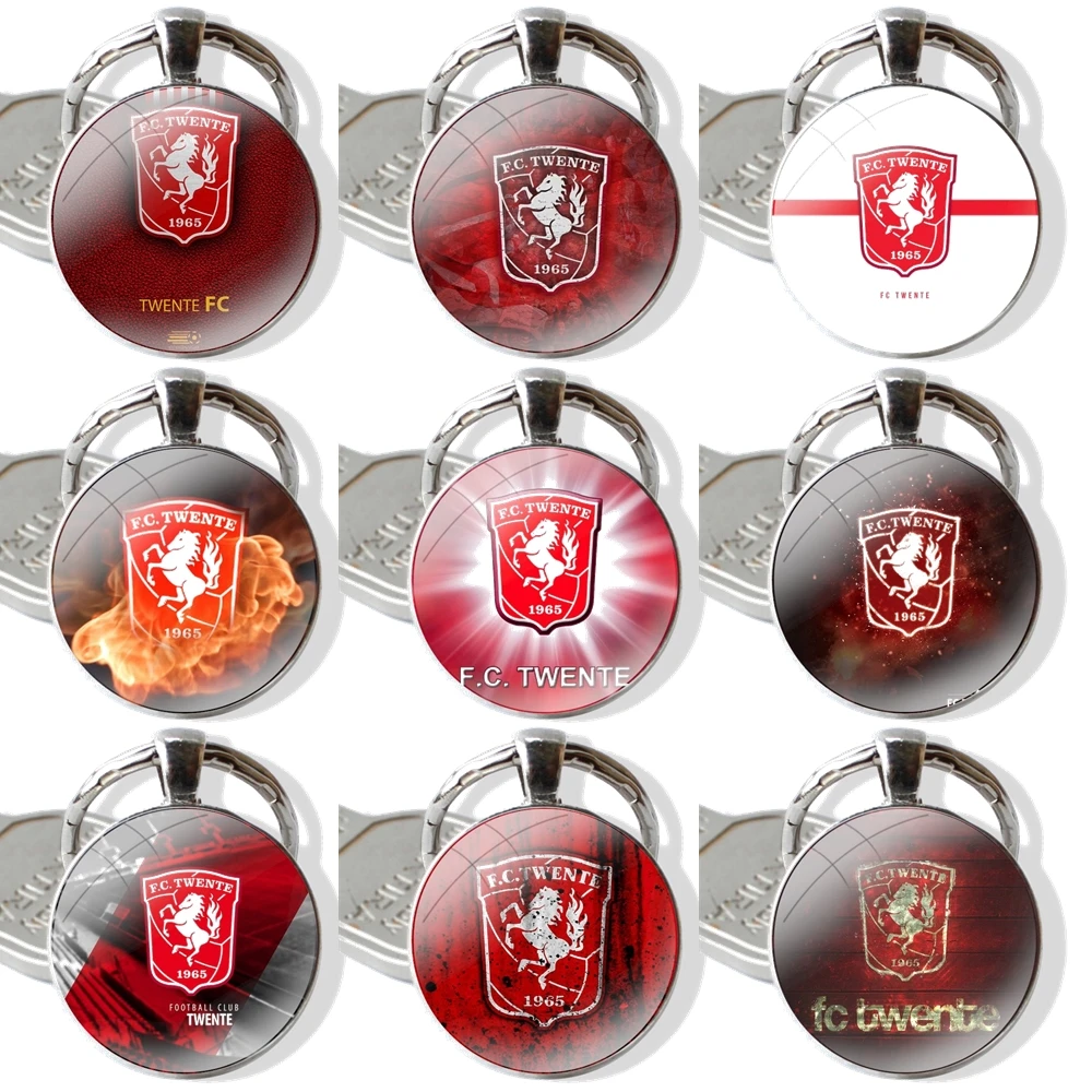 Fc Twente Keychain Handmade Glass Cabochon Key Ring Holder Pendant Key Chains