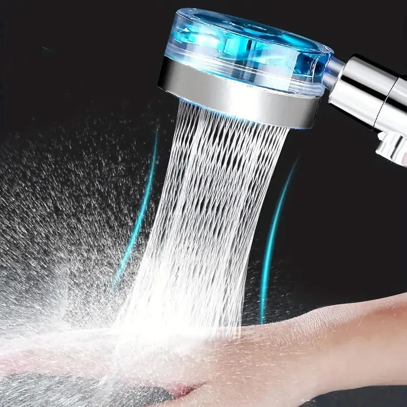 High Pressure Shower Head Rainfall Water Saving 360 Rotating Twin Turbo Propeller Fan Showerhead Bathroom Accessories