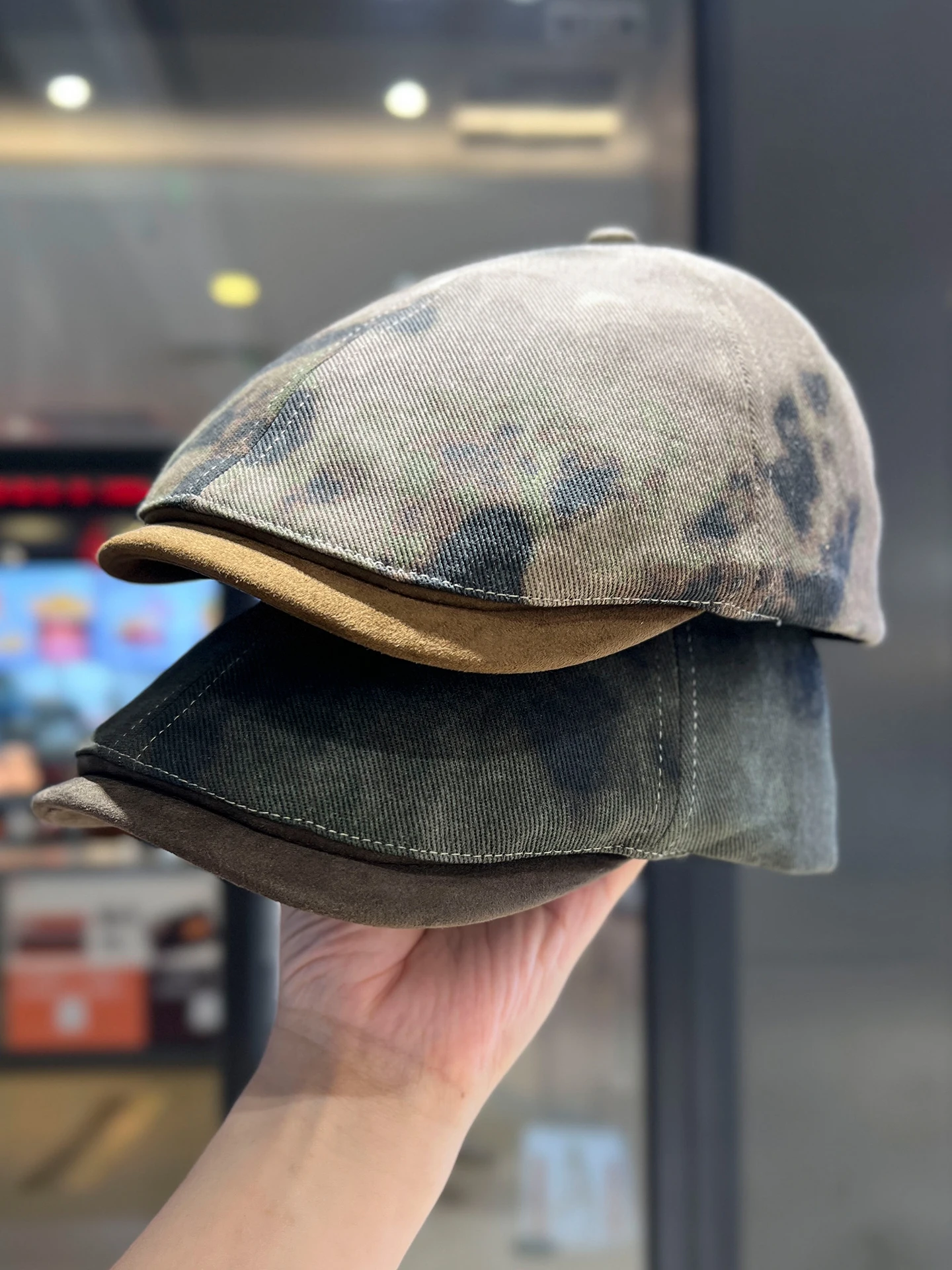 

Retro big head circumference beret women's spring and summer new literary and retro octagonal hat shows small face