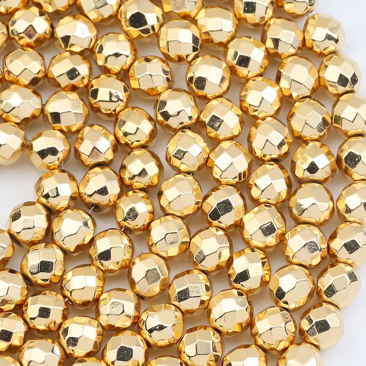 15'' 2/3/4/6/8/10mm 14K Goldene Überzogene Facettierte Runde Hämatit Naturstein lose Perlen Für DIY Schmuck Machen Armband Halsketten