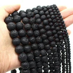 Black Volcanic Lava Beads Round Spacer Beads for Jewelry Making Handmade Diy Bracelet Necklace