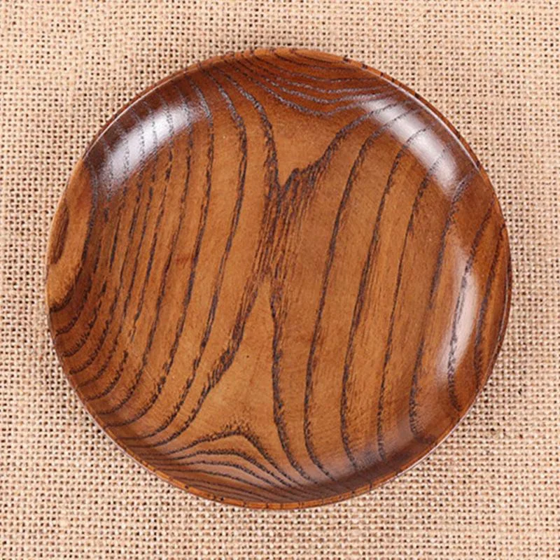 

A19F-Wooden Bowls Wooden Soup Bowl Healthy Food Container Vintage Dinner & Tableware Household Smooth Wooden Bread Dish Tray