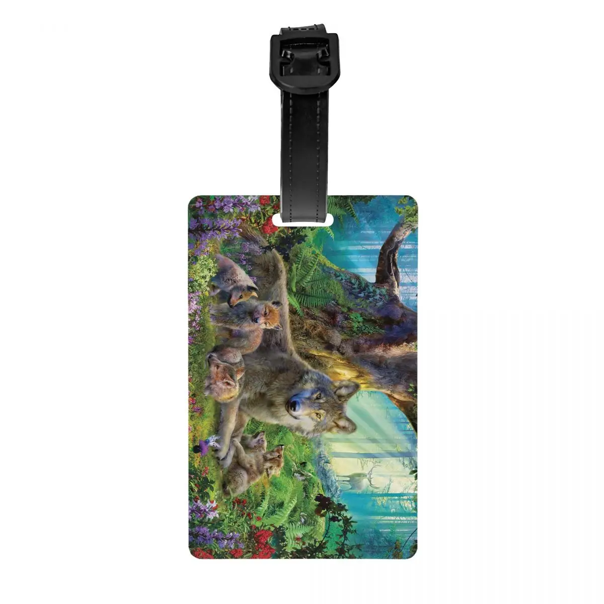 

Custom Wolves In The Forest Luggage Tag for Suitcases Fashion Baggage Tags Privacy Cover ID Label
