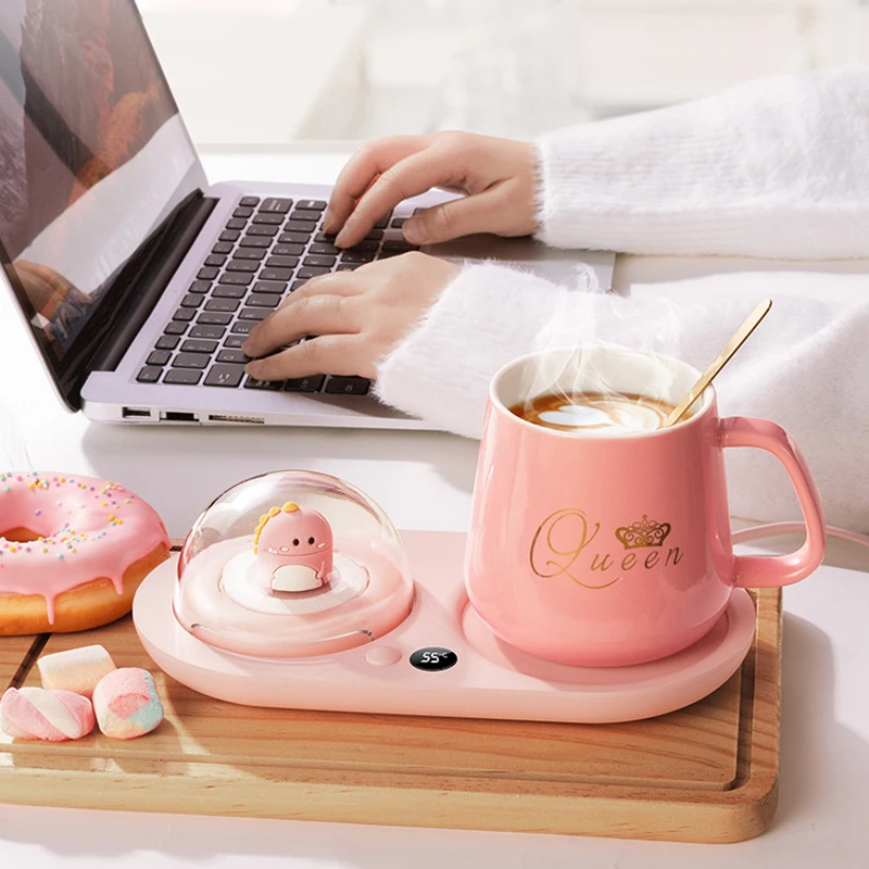 220V Creative Coffee Mug Warmer Diffuser Home Office Heating Plate Cup Warmer for Milk Tea Cocoa Gift with Aromatherapy Function