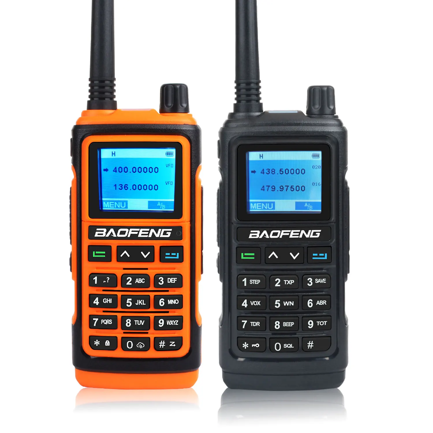 Baofeng-walkie-talkie analógico de doble banda, dispositivo de mano con linterna, pantalla a Color de 136 pulgadas, VHF 174-400 MHz y UHF 520-1,77