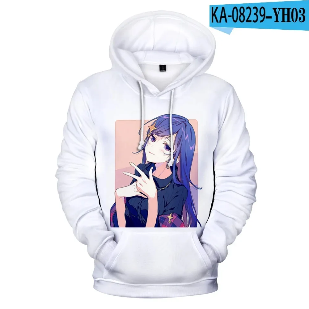 Female neutral cartoon with hood, casual pullover, 3D