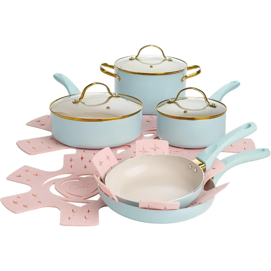 

Epic Nonstick Pots and Pans Set with Multilayer Nonstick Coating for Efficient Cooking Tempered Glass Lids for Clear Visibility