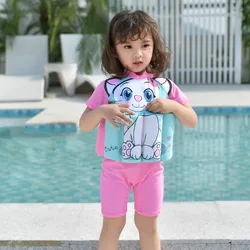 Kids Buoyancy Swimsuit Boy Girl One-piece Swimwear Children Cartoon Print Swimming 2024 New Infant Floating Rash Guards Clothing