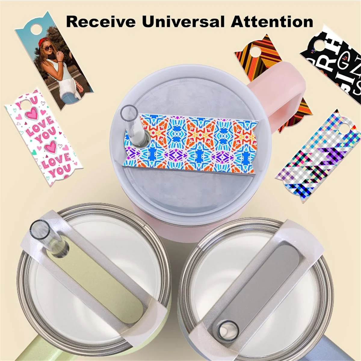 ABJS 30PCS Double Sided Sublimation Blanks Name Plate for 40 OZ, Aluminum Sublimation Name Tag Blank and Display Card
