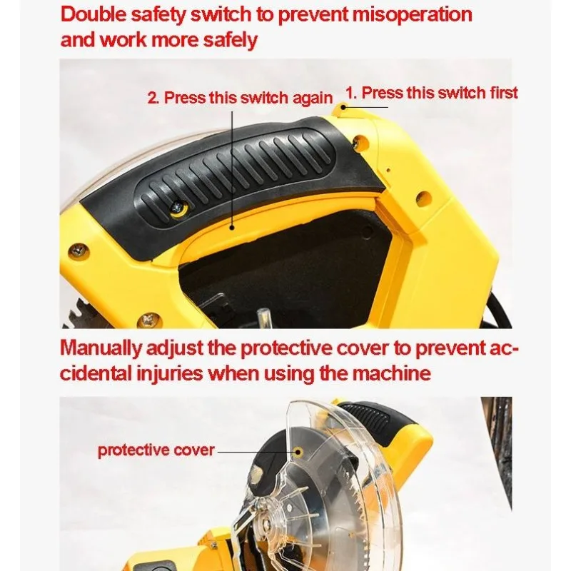 10 Inch Dust Free Miter Saw 45 Degree Angle Cutter With Dust Collection System For Wood Door Baseboard Aluminum Profile Cutting