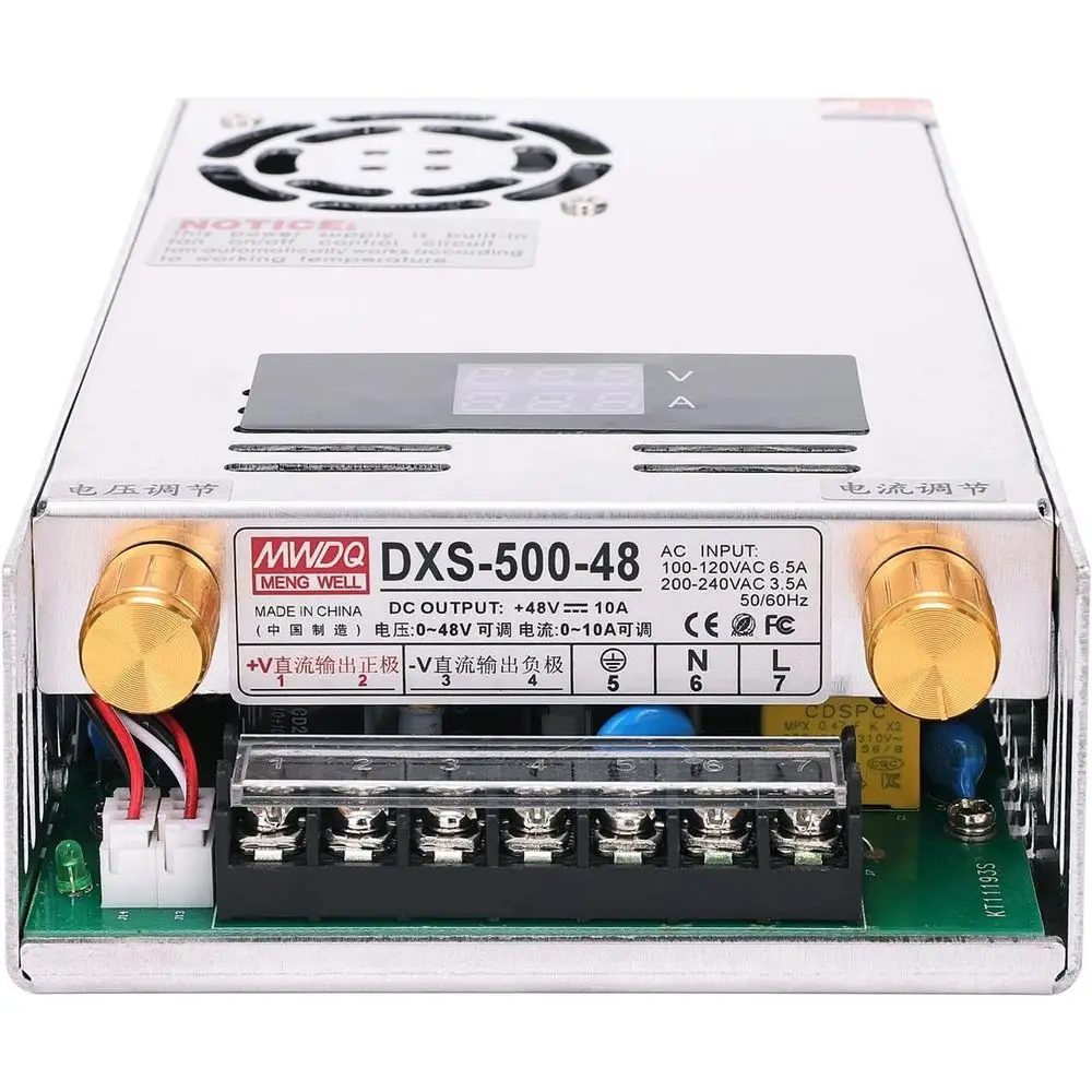 

Регулируемый преобразователь постоянного тока с цифровым дисплеем, AC 110V-220V в DC 0-48V 0-10A, импульсный блок питания 480W, регулируемый.