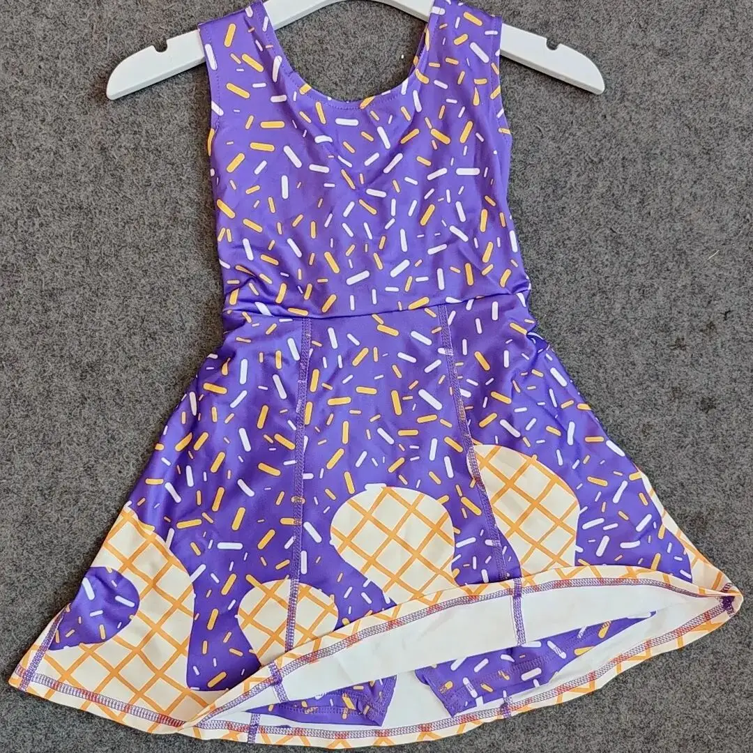 

Летнее платье для маленьких девочек, фиолетовые шорты без рукавов для маленьких девочек, командные платья для йоги, активные платья длиной до колена