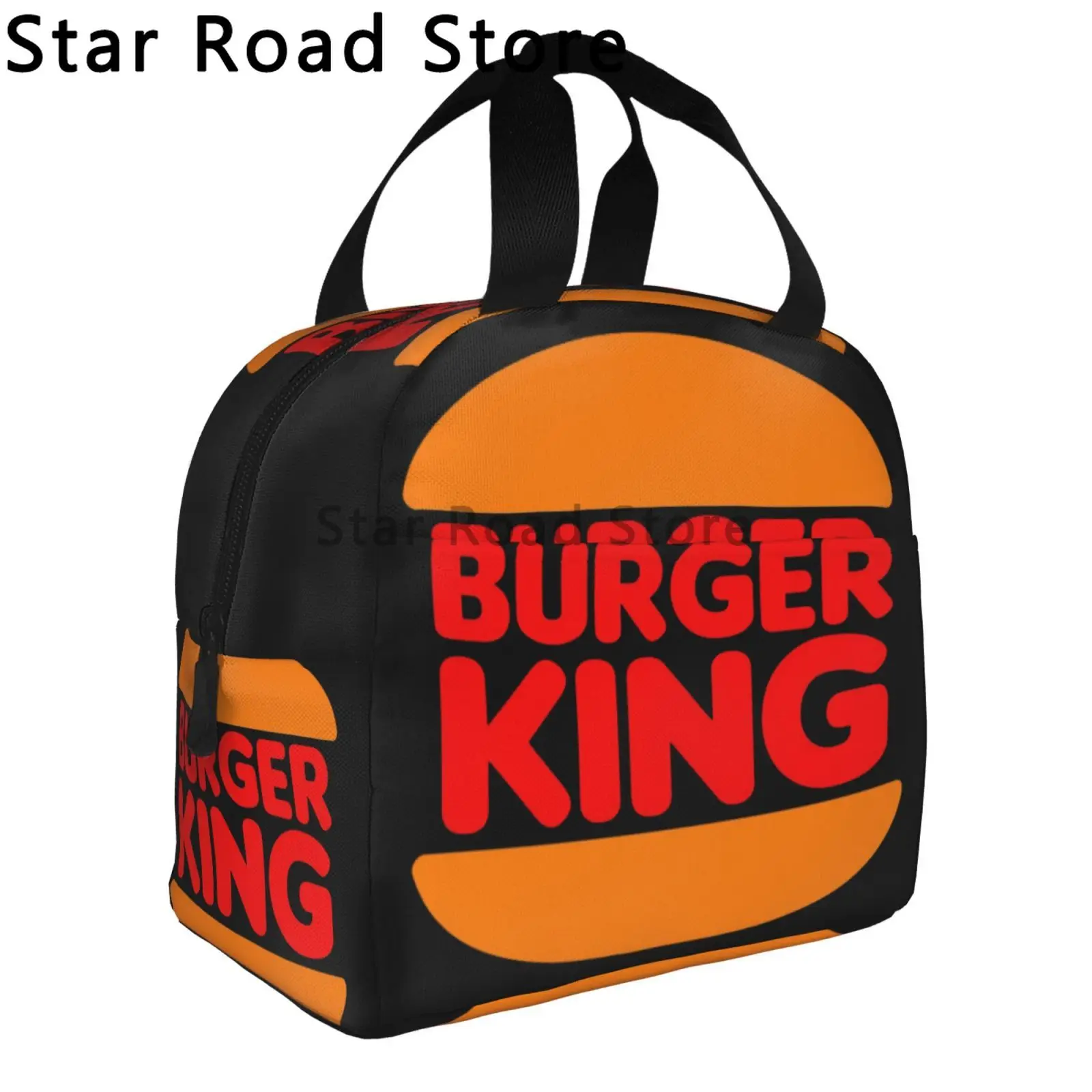 Bolsa de almuerzo con logotipo divertido de hamburguesa King para adultos y niños, bolso de mano organizador aislado, bolsa de almuerzo para viajes,