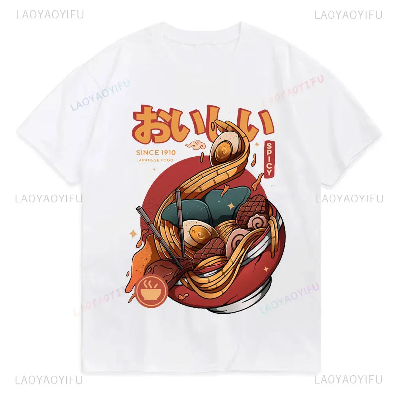 Japanese Ukiyoe Astronaut Space Ramen Funny Anime Tshirt Men Summer Cotton Short Sleeve T Shirt Unisex Streetwear Tee Unique Top