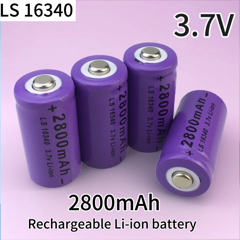 

2024 NEW CR123A RCR 123 ICR 16340 Battery 2800mAh 3.7V Safety Camera Rechargeable Lithium Ion Battery