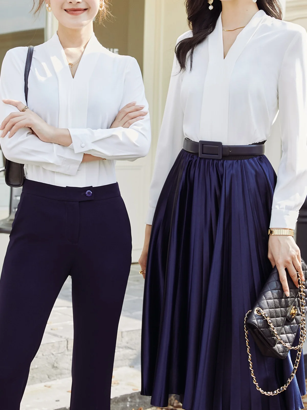 

Модный белый комплект из топа и брюк для женщин: простая базовая одежда, универсальный, стильный, для повседневной носки и работы.