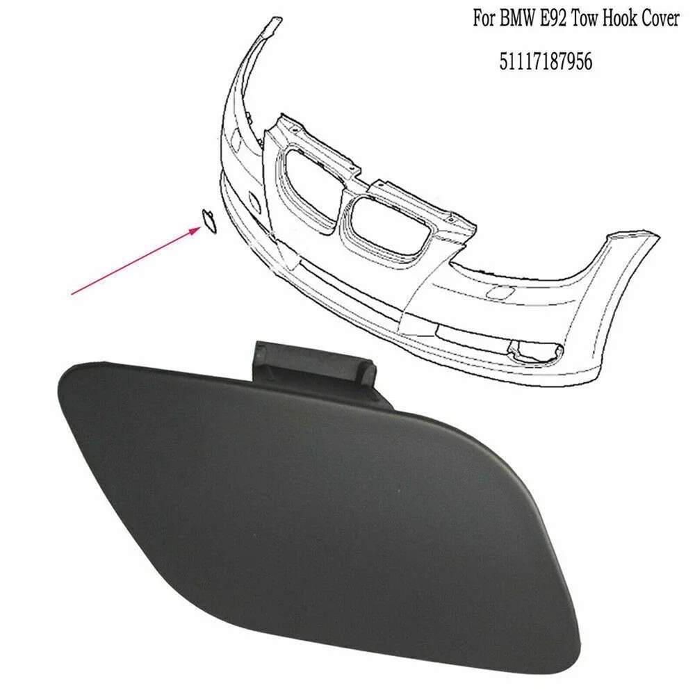 For BMW E92 E93 3 Series 2006 2009 Car Unpainted Primer Front Bumper Tow Hook Eye Cover Cap Replacement Durable Auto Exterior Ac